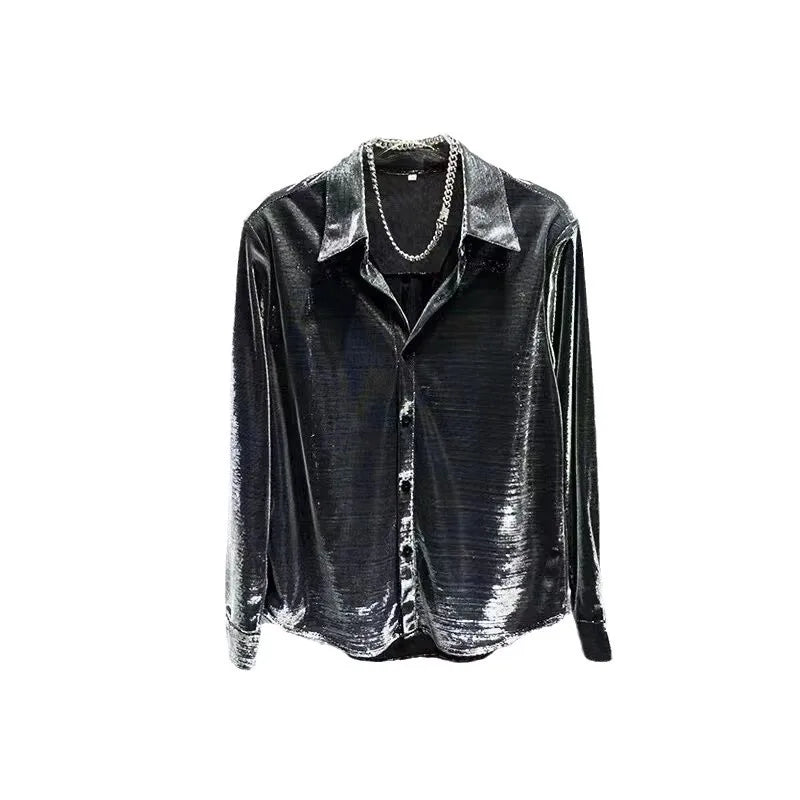Men's Shirt Long-sleeved Design Niche High-end Fashion Casual Nightclub Shirt No-iron 2026 Loose Type