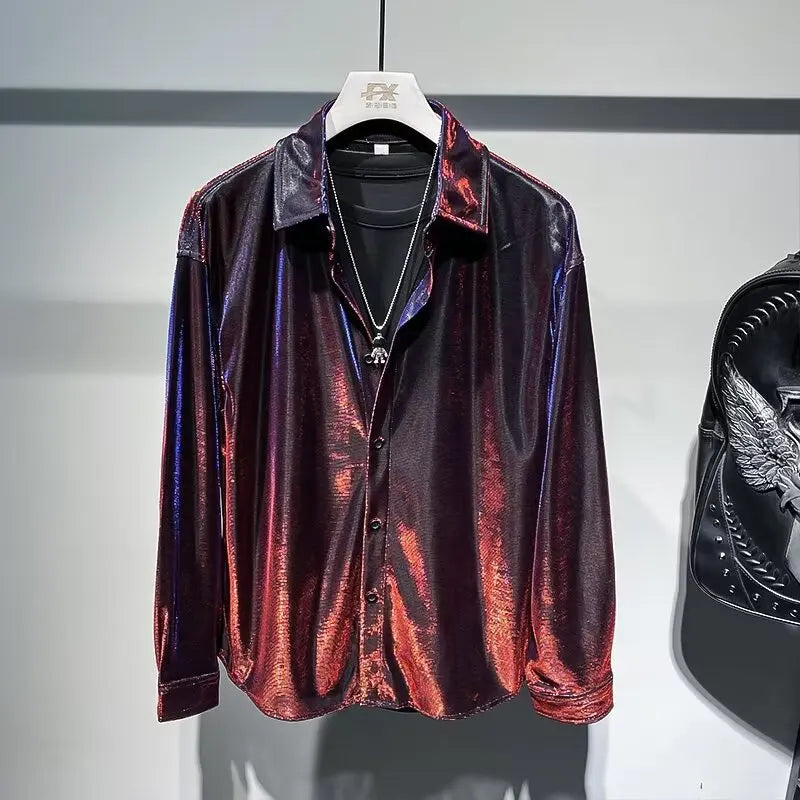 Men's Shirt Long-sleeved Design Niche High-end Fashion Casual Nightclub Shirt No-iron 2026 Loose Type