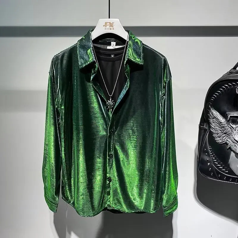 Men's Shirt Long-sleeved Design Niche High-end Fashion Casual Nightclub Shirt No-iron 2026 Loose Type
